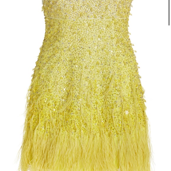 DES PHEMMES Exclusive embroidered strapless cotton blend mini in Yellow - Picture 2 of 6